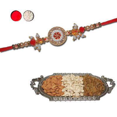 "RAKHIS -AD 4200 A (Single Rakhi) , Dryfruit Thali - code RD200 - Click here to View more details about this Product